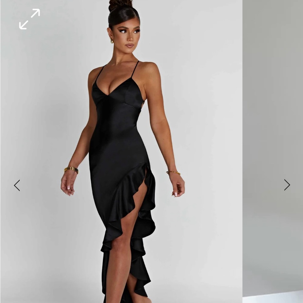 ‘Baby Boo’ Black Asymmetrical Ruffled Maxi Dress